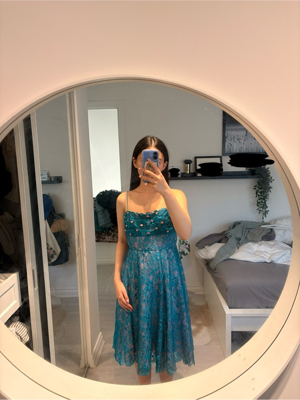 Betsey Johnson Teal Lace Midi Dress